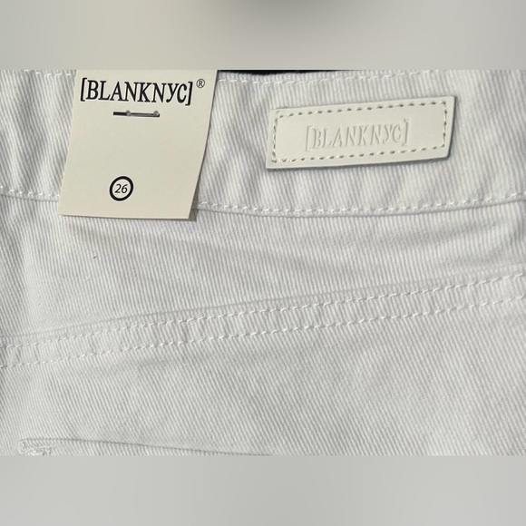 Blank NYC NWT White Denim Rhinestone Fringe Mini Skirt - Picture 4 of 6